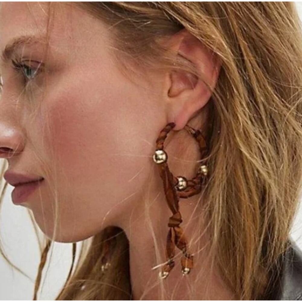 Free People | NWT | Lingering Love Hoop Earrings - Brown | MSRP $38